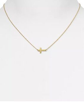 Jennifer Zeuner Theresa silver horizontal cross necklace with diamond.